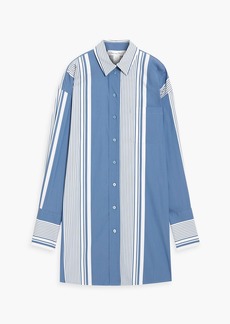 Oscar de la Renta - Oversized striped cotton-blend poplin shirt - Blue - US 0
