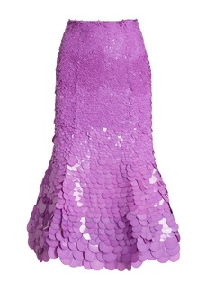 Oscar de la Renta - Paillette-Sequined Midi Skirt - Purple - US 2 - Moda Operandi