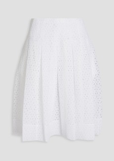 Oscar de la Renta - Pleated broderie anglaise cotton-blend skirt - White - US 6