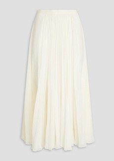 Oscar de la Renta - Pleated silk-georgette midi skirt - White - US 8