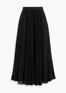 Oscar de la Renta - Pleated chiffon midi skirt - Black - US 12