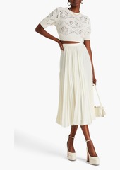 Oscar de la Renta - Pleated silk-georgette midi skirt - White - US 8