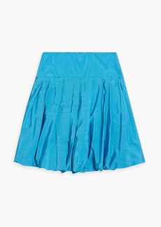 Oscar de la Renta - Pleated cotton-blend moire mini skirt - Blue - US 0