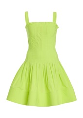 Oscar de la Renta - Pleated Drop-Waist Cotton Poplin Mini Dress - Yellow - US 6 - Moda Operandi