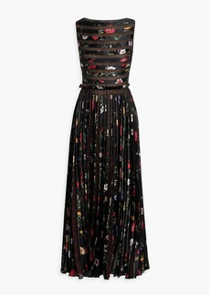 Oscar de la Renta - Pleated floral-jacquard gown - Black - US 2