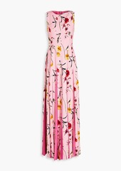 Oscar de la Renta - Pleated floral-print cady maxi dress - Pink - US 12