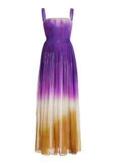 Oscar de la Renta - Pleated Ombrè Silk Chiffon Gown - Purple - US 2 - Moda Operandi