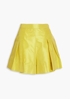 Oscar de la Renta - Pleated silk-taffeta shorts - Yellow - US 0