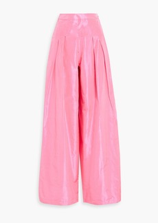 Oscar de la Renta - Pleated silk-taffeta wide-leg pants - Pink - US 0