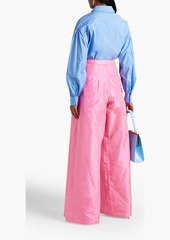 Oscar de la Renta - Pleated silk-taffeta wide-leg pants - Pink - US 0