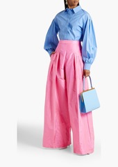 Oscar de la Renta - Pleated silk-taffeta wide-leg pants - Pink - US 0