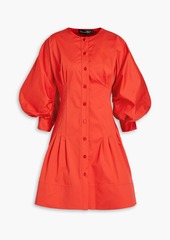 Oscar de la Renta - Pleated stretch-cotton twill mini dress - Red - US 10