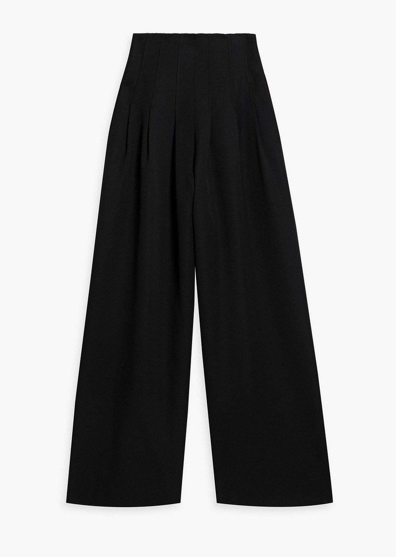 Oscar de la Renta - Pleated wool wide-leg pants - Black - US 2