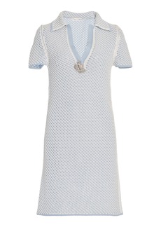 Oscar de la Renta - Polo Knit Cotton Mini Dress - Light Blue - XL - Moda Operandi