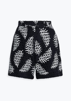 Oscar de la Renta - Printed cotton-macramé shorts - Black - US 8