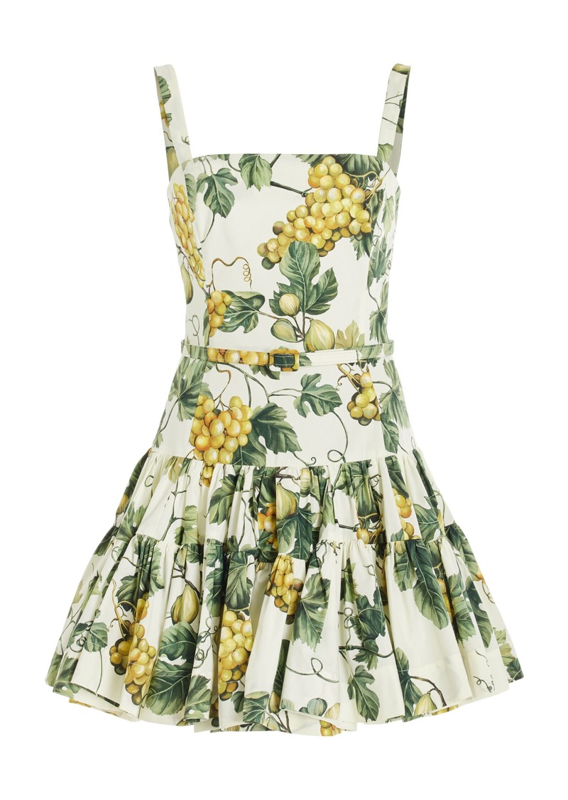 Oscar de la Renta - Printed Cotton Poplin Mini Dress - Multi - US 8 - Moda Operandi