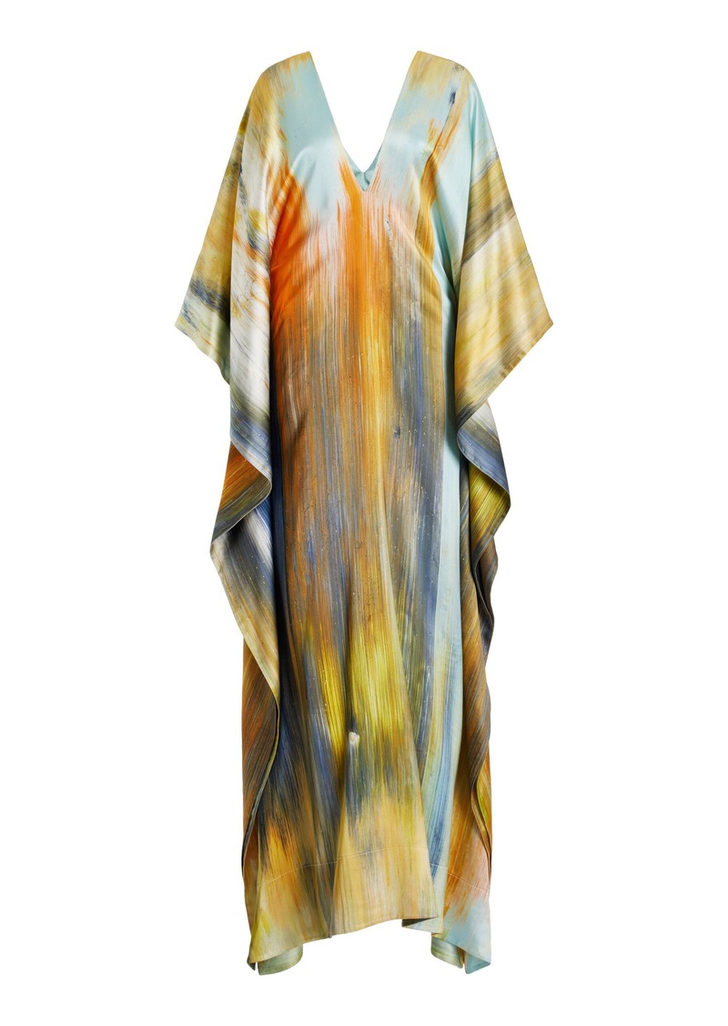 Oscar de la Renta - Printed Satin Caftan Dress - Multi - S - Moda Operandi