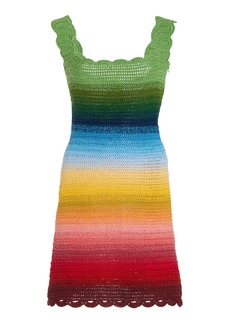 Oscar de la Renta - Rainbow Ombre Crochet Knit Mini Dress - Multi - S - Moda Operandi