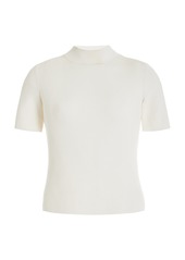 Oscar de la Renta - Ribbed-Knit Silk-Blend Mockneck Top - Ivory - S - Moda Operandi