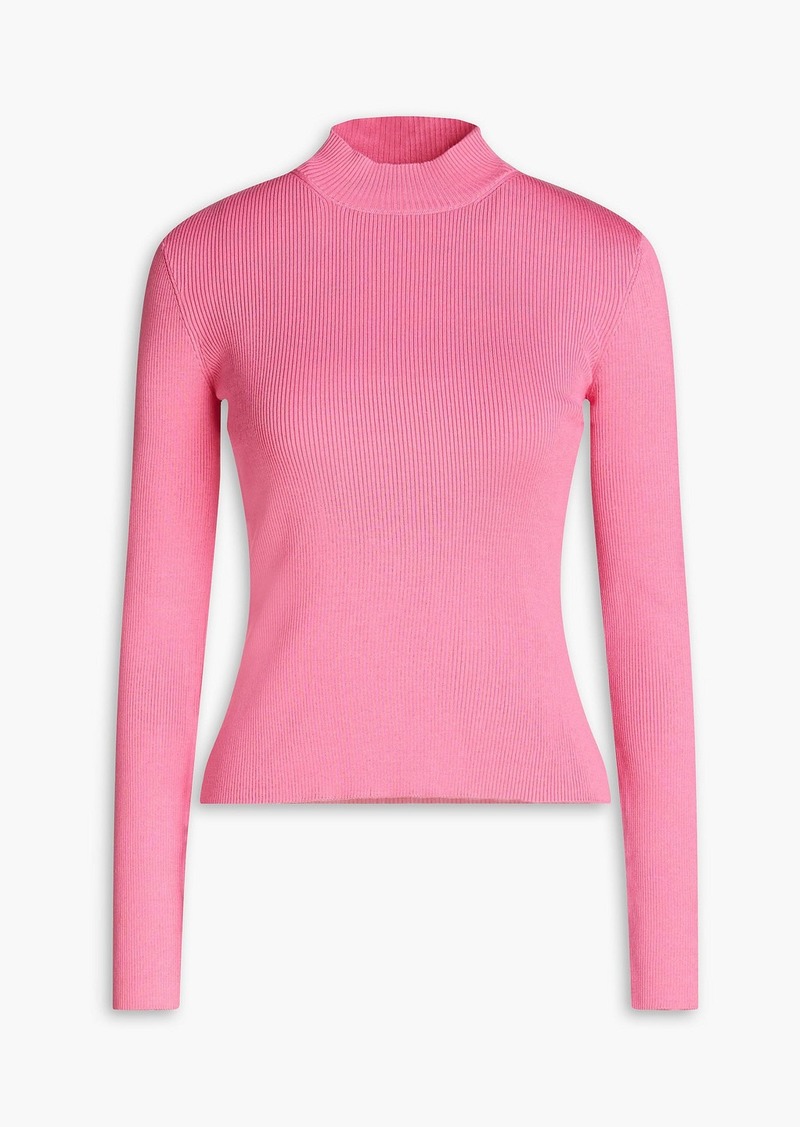 Oscar de la Renta - Ribbed silk-blend turtleneck sweater - Pink - XL