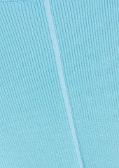 Oscar de la Renta - Ribbed silk-blend turtleneck top - Blue - L