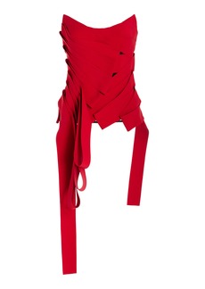 Oscar de la Renta - Ribbon-Detailed Bustier - Red - US 2 - Moda Operandi