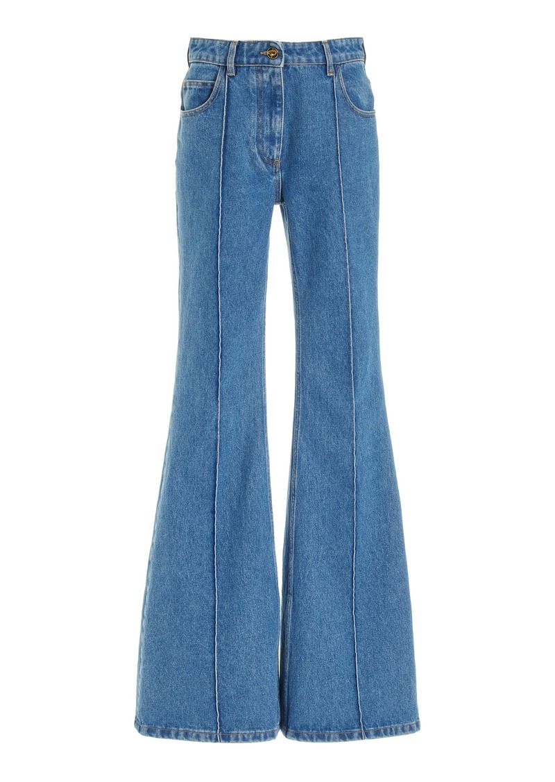 Oscar de la Renta - Rigid Mid-Rise Flared Jeans - Blue - US 4 - Moda Operandi