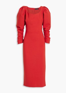 Oscar de la Renta - Ruched wool-blend midi dress - Red - US 14
