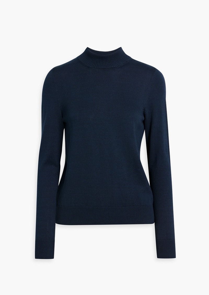 Oscar de la Renta - Floral-print satin and cotton turtleneck sweater - Blue - M