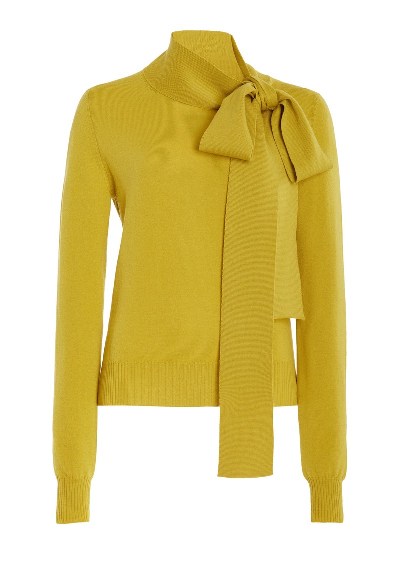 Oscar de la Renta - Scarf-Detailed Wool Sweater - Yellow - L - Moda Operandi