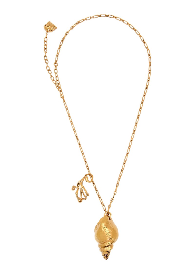 Oscar de la Renta - Shell and Coral Gold-Tone Pendant Necklace - Gold - OS - Moda Operandi - Gifts For Her