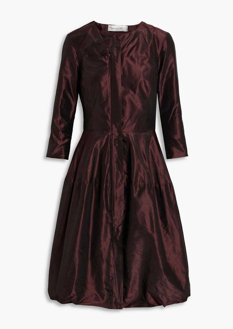 Oscar de la Renta - Gathered silk-taffeta dress - Burgundy - US 10