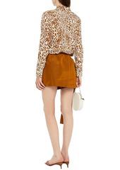 Oscar de la Renta - Skirt-effect bow-detailed cotton-blend moiré and faille shorts - Yellow - US 2