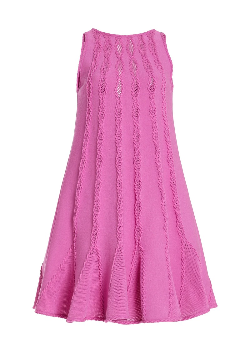 Oscar de la Renta - Sleeveless Braid Detail Trapeze Knit Dress - Pink - L - Moda Operandi