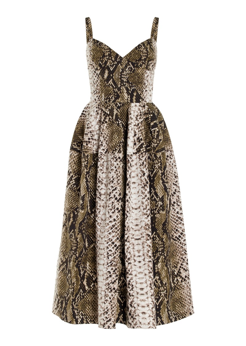 Oscar de la Renta - Snake-Effect Cotton Midi Dress - Python - US 6 - Moda Operandi