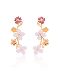 Oscar de la Renta - Spring Flowers Chandelier Brass and Enamel Earrings - Purple - OS - Moda Operandi - Gifts For Her