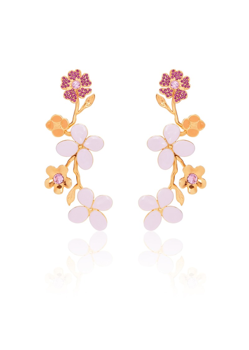 Oscar de la Renta - Spring Flowers Chandelier Brass and Enamel Earrings - Purple - OS - Moda Operandi - Gifts For Her