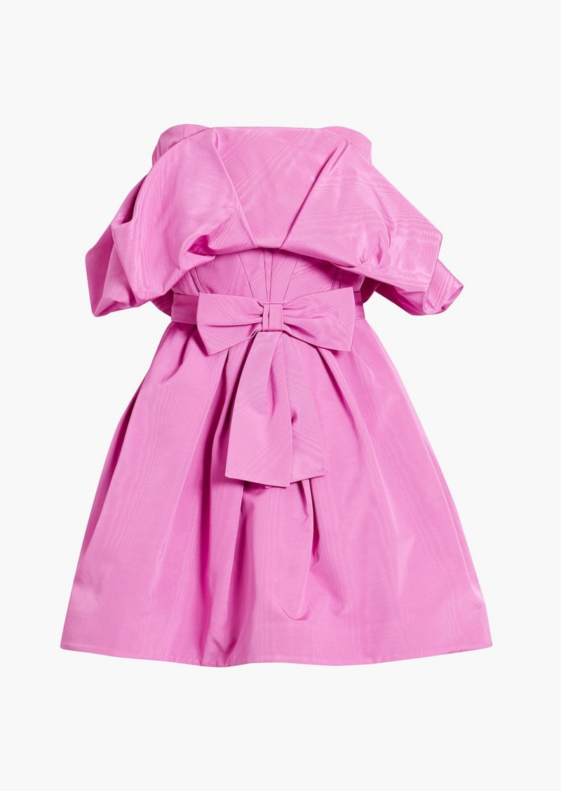 Oscar de la Renta - Strapless bow-embellished cotton-blend moire mini dress - Pink - US 0