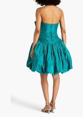 Oscar de la Renta - Strapless bow-embellished silk-taffeta mini dress - Blue - US 2