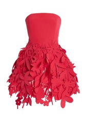 Oscar de la Renta - Strapless Embroidered Cotton-Blend Mini Dress - Pink - US 2 - Moda Operandi