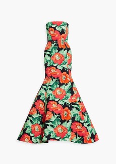 Oscar de la Renta - Strapless floral-print faille gown - Orange - US 8