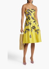 Oscar de la Renta - Strapless metallic brocade dress - Yellow - US 8