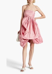 Oscar de la Renta - Strapless pleated silk-taffeta dress - Pink - US 10