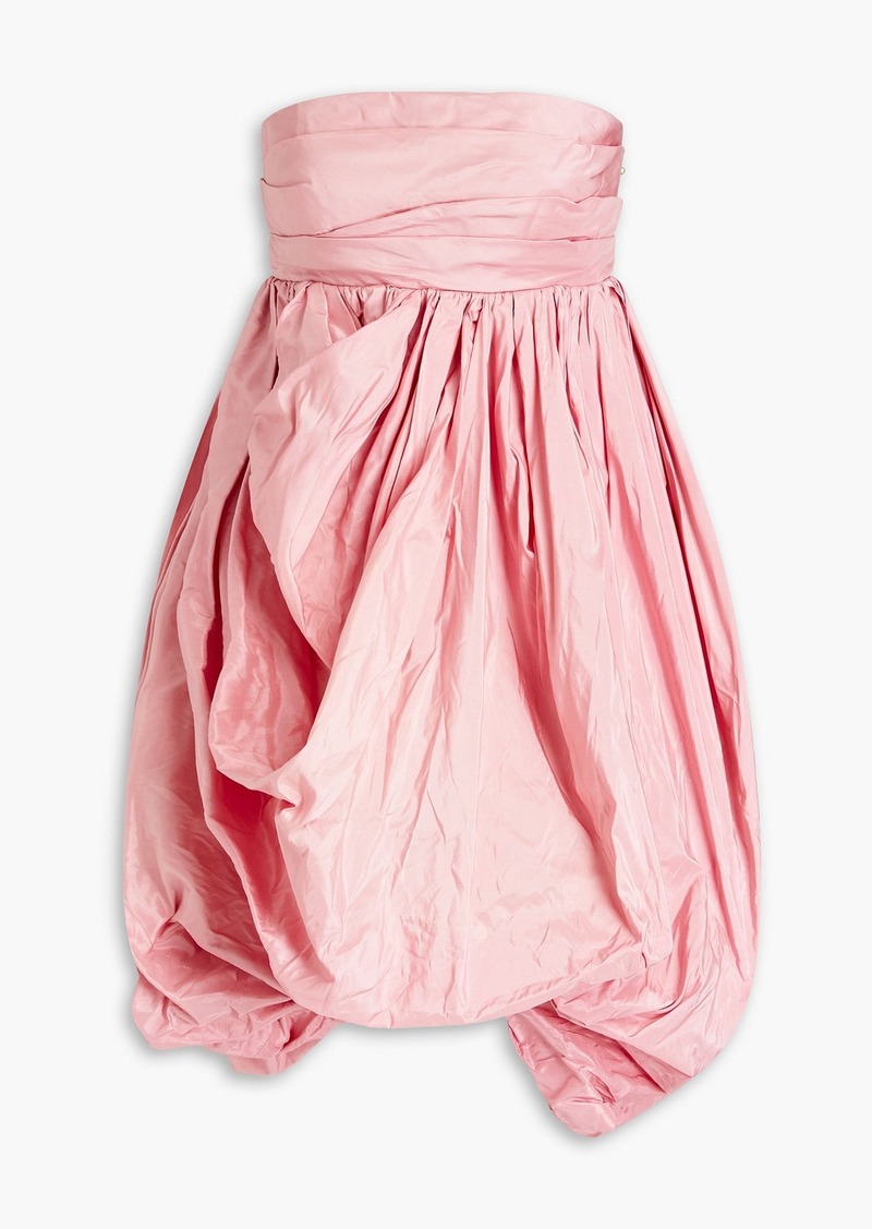 Oscar de la Renta - Strapless pleated silk-taffeta dress - Pink - US 10