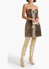 Oscar de la Renta - Strapless ruched silk-blend lamé mini dress - Metallic - US 6