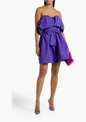 Oscar de la Renta - Strapless ruffled cotton-blend moire mini dress - Purple - US 0