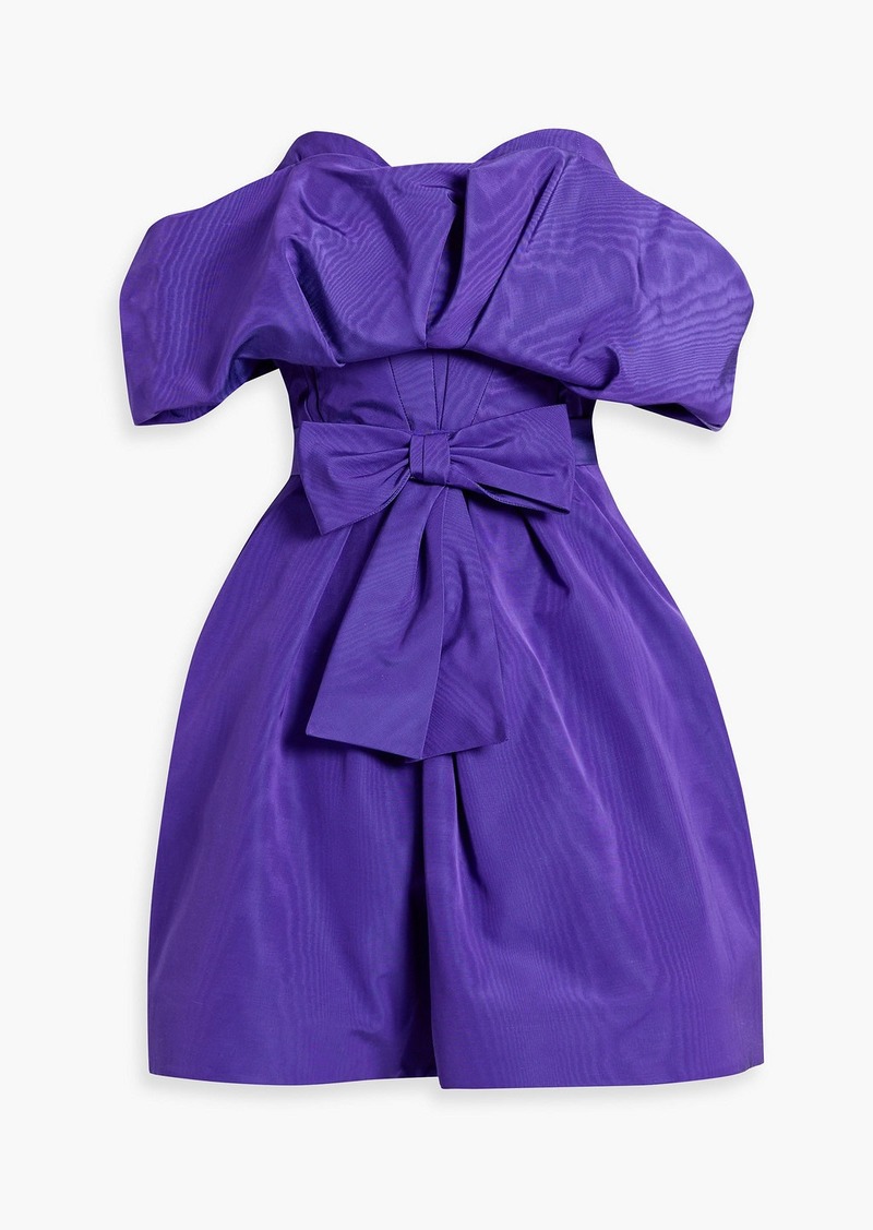 Oscar de la Renta - Strapless ruffled cotton-blend moire mini dress - Purple - US 0