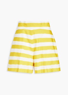 Oscar de la Renta - Striped cotton-blend shorts - Yellow - US 4