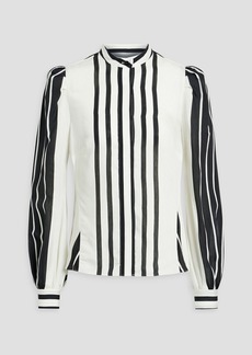 Oscar de la Renta - Striped modal and silk-blend shirt - Black - US 2