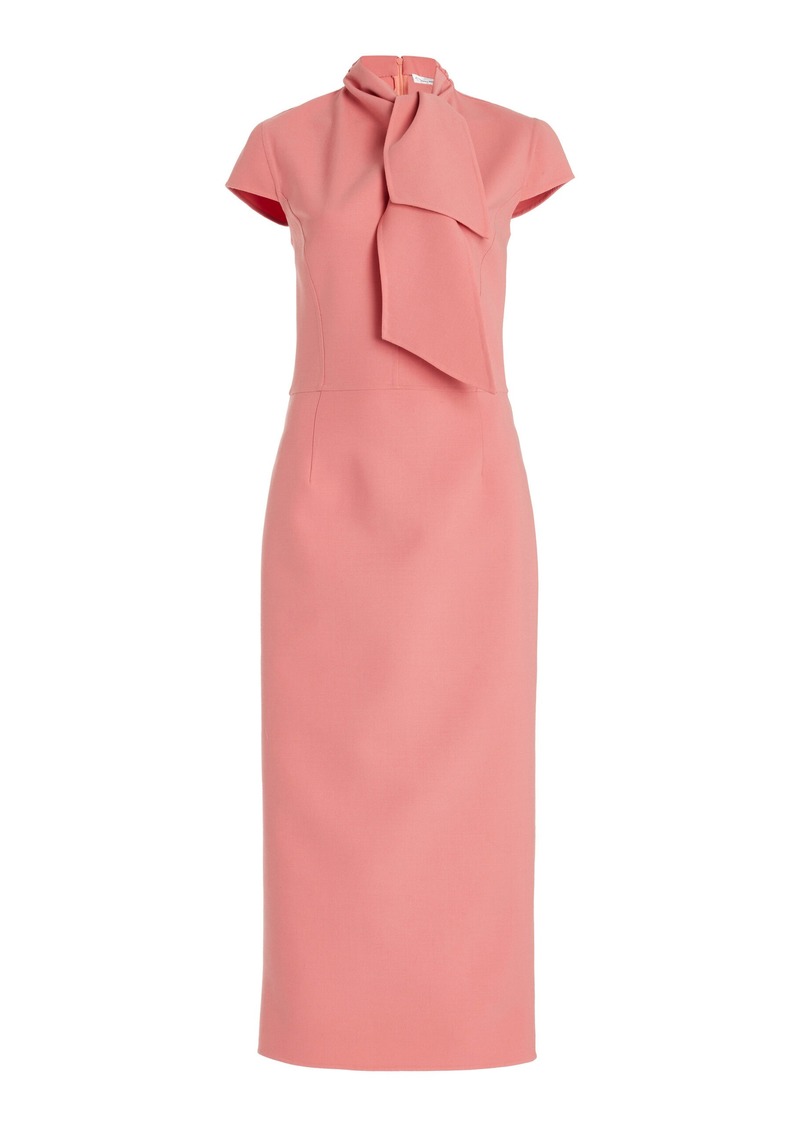 Oscar de la Renta - Tie-Neck Wool Midi Dress - Light Pink - US 2 - Moda Operandi